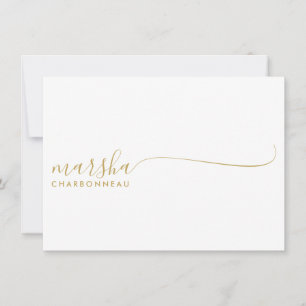 Couple Monogram Minimalist Gold Script  Note Card