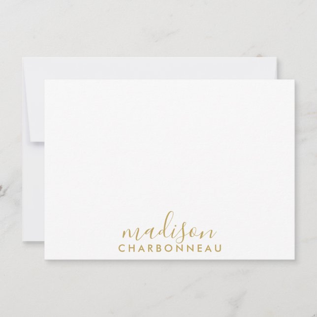 Couple Monogram Minimalist Gold Script  Note Card (Front)