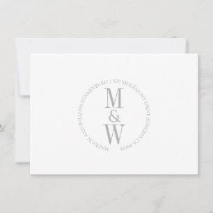 Couple Monogram Minimalist Gray Note Card