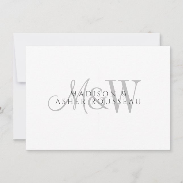 Couple Monogram Minimalist Script & Serif Note Card (Front)