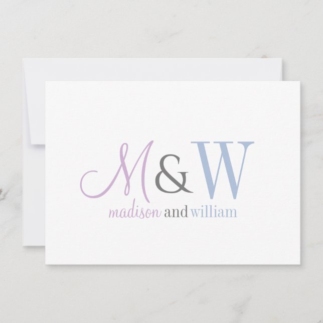Couple Monogram Minimalist  Script & Serif Note Card (Front)