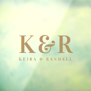 Couple Monogram Minimalist Simple Gold Nameplate Window Cling