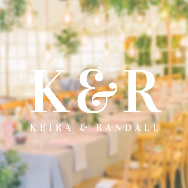 Couple Monogram Minimalist Simple White Nameplate Window Cling (Creator Uploaded)