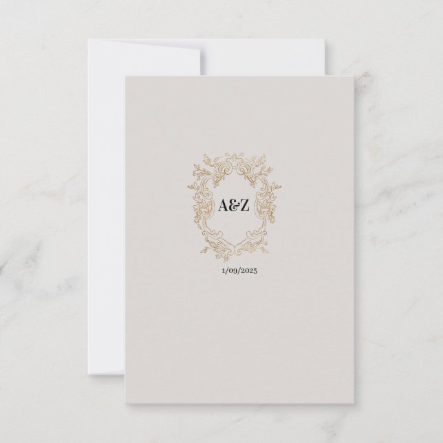 Couple Monogram MINIMALIST wedding date  Thank You Card (Front)