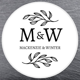 Couple Monogram Names Wedding Elegant Botanical Coaster Set
