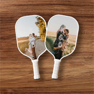 Couple Monogram Photo Pickleball Paddle