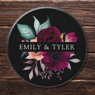 Couple Monogram Vintage Boho Purple Flower Wedding Mini Candle Favors