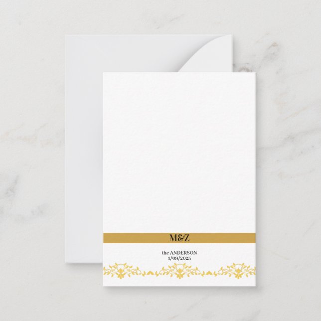 Couple Monogram wedding date decorative boarder Note Card (Front)