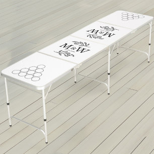 Couple Monogram Wedding Date Elegant  Beer Pong Table