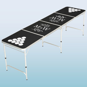 Couple Monogram Wedding Elegant Beer Pong Table