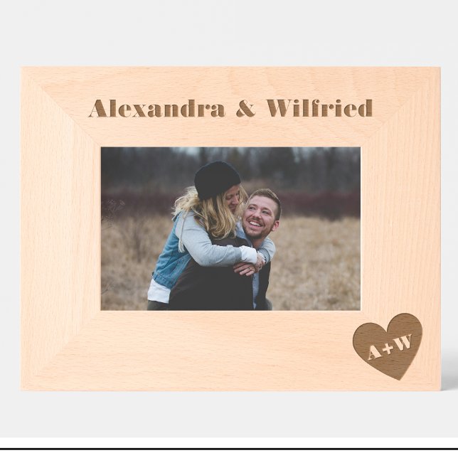 Couple Monograms Hearts Name Custom Wood Frames  (Creator Uploaded)