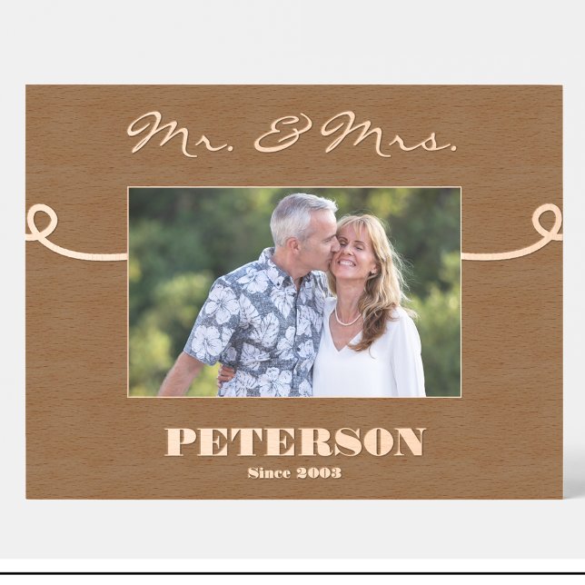 Couple Mr & Mrs Personalized wooden picture frame Engraved Frames (Creator Uploaded)