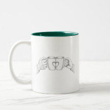Couple Mugs Heart Toast Coloring Page Line Art Mug