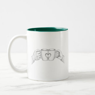 Couple Mugs Heart Toast Coloring Page Line Art Mug