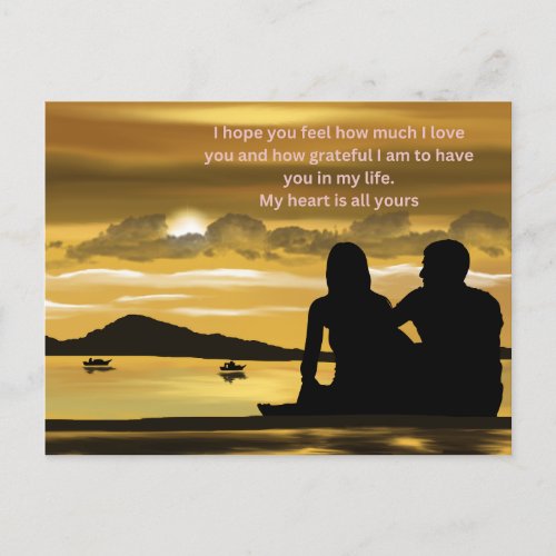Couple my heart valentines day postcard