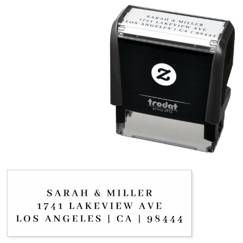 Couple Name Address Modern Minimalist Elegant Self_inking Stamp