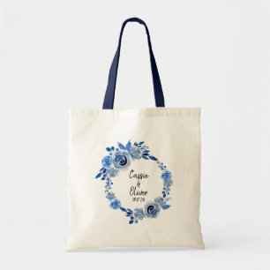 Couple Name and Date Wedding Party Favor Tote Bags
