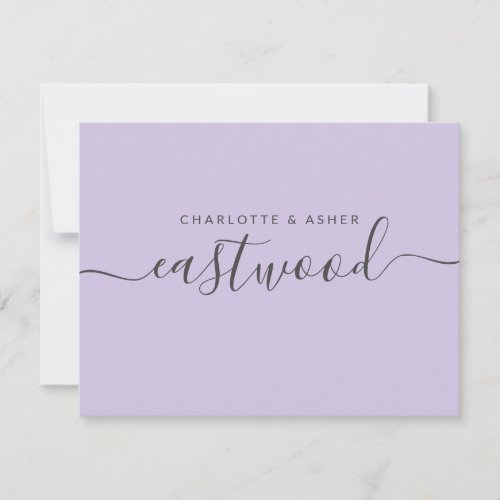 Couple Name Black On Lavender Note Card