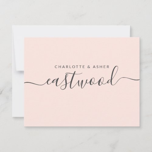 Couple Name Black On Pink Note Card