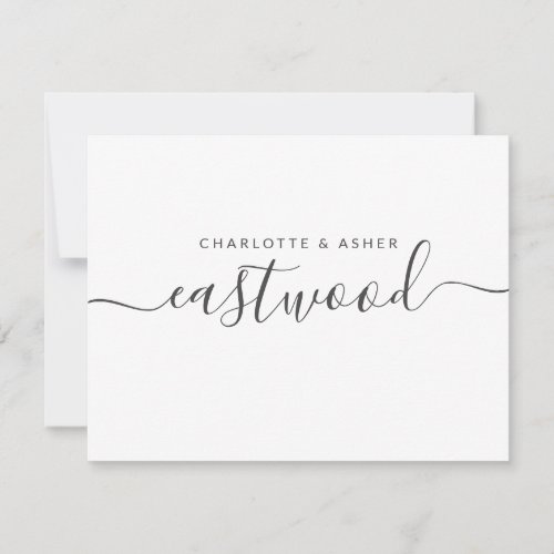 Couple Name Black On White Note Card