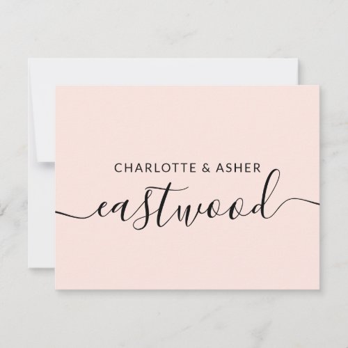 Couple Name Blush Pink Wedding Monogram Note Card