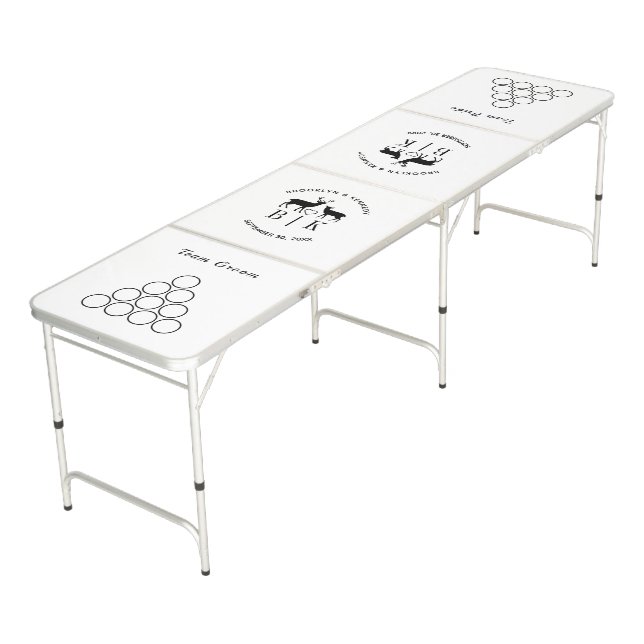 Couple Name Deer Monogram Rustic Country Wedding Beer Pong Table (Angled)