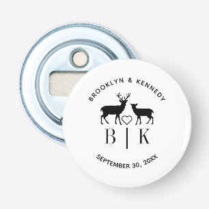 Couple Name Deer Monogram Rustic Country Wedding Bottle Opener
