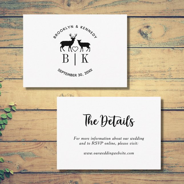 Couple Name Deer Monogram Rustic Country Wedding Enclosure Card (Creator Uploaded)