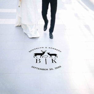 Couple Name Deer Monogram Rustic Country Wedding Floor Decals