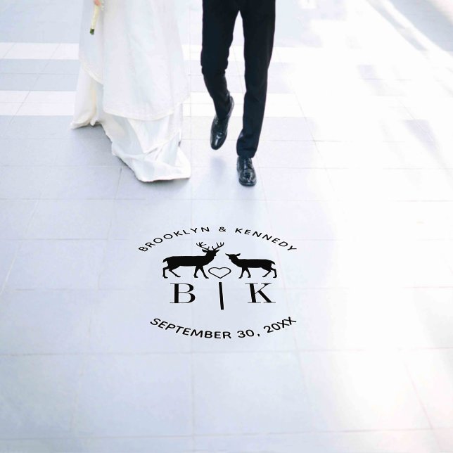 Couple Name Deer Monogram Rustic Country Wedding Floor Decals (Wedding)