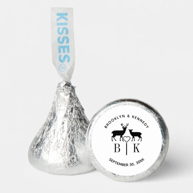 Couple Name Deer Monogram Rustic Country Wedding Hershey®'s Kisses® (Front)
