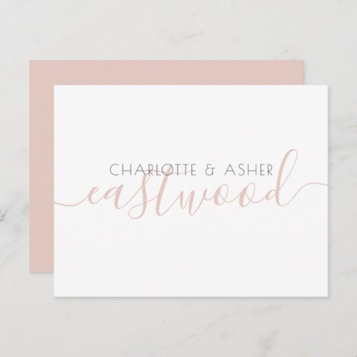 Couple Name Dusty Pink Monogram Note Card