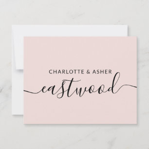 Couple Name Dusty Pink Wedding Monogram Note Card