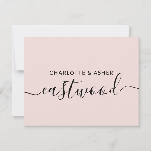 Couple Name Dusty Pink Wedding Monogram Note Card