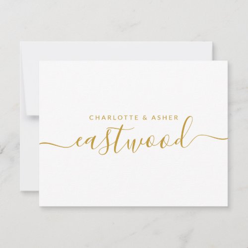 Couple Name Gold Monogram Note Card