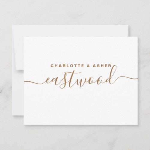 Couple Name Gold Monogram On White Note Card