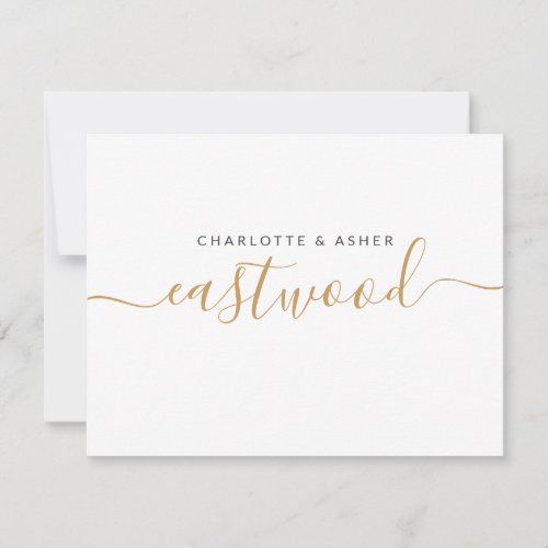 Couple Name Gold On White Note Card