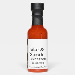 Couple name gray golden frame border wedding date  hot sauces