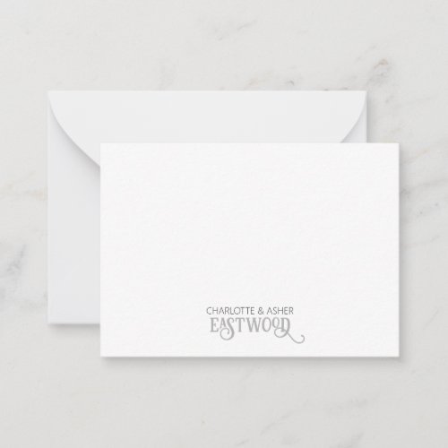 Couple Name Gray White Note Card