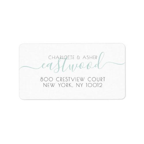 Couple Name Green Wedding Monogram Return Address Label