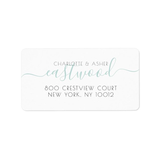Couple Name Green Wedding Monogram Return Address Label (Front)