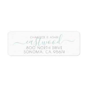 Couple Name Green Wedding Monogram Return Address Label
