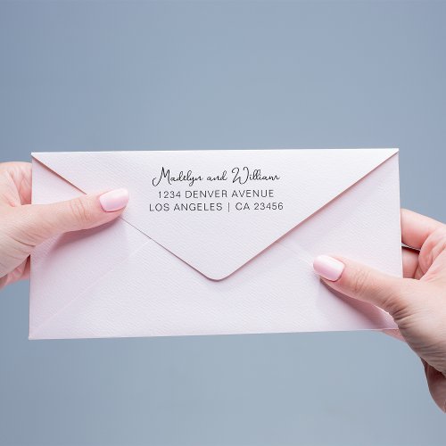 Couple Name Modern Wedding Address Script Self_inking Stamp