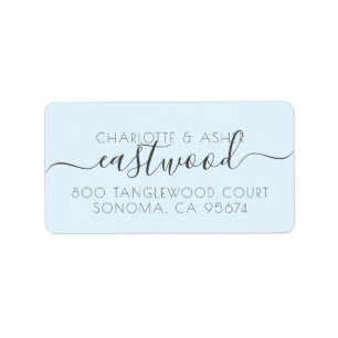 Couple Name Monogram Blue Return Address Label