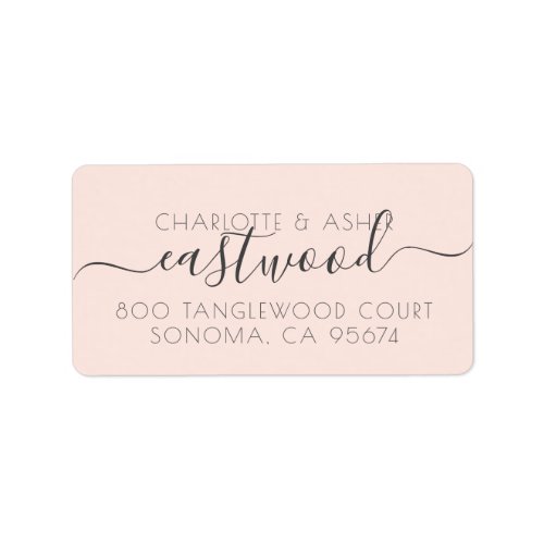 Couple Name Monogram Pink Return Address Label