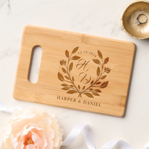 Couple Name Monogrammed Initials Wedding Date Cutting Board