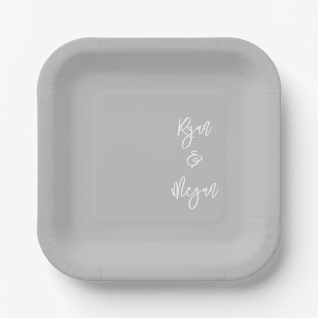 Couple NAME & NAME Engagement Wedding Celebration Paper Plates (Front)