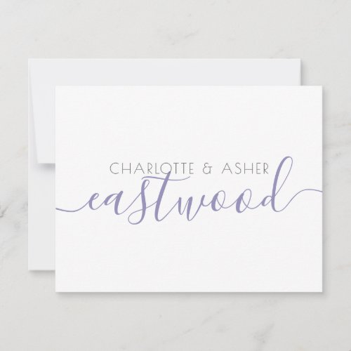 Couple Name Pastel Violet Wedding Monogram Note Card