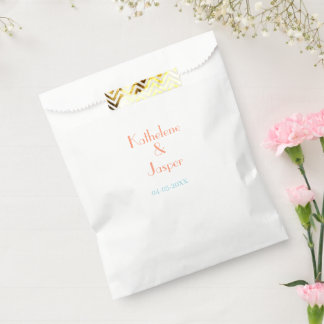 COUPLE NAME PEACH GREEN DATE WEDDING ROMANTIC ELEG FAVOR BAG