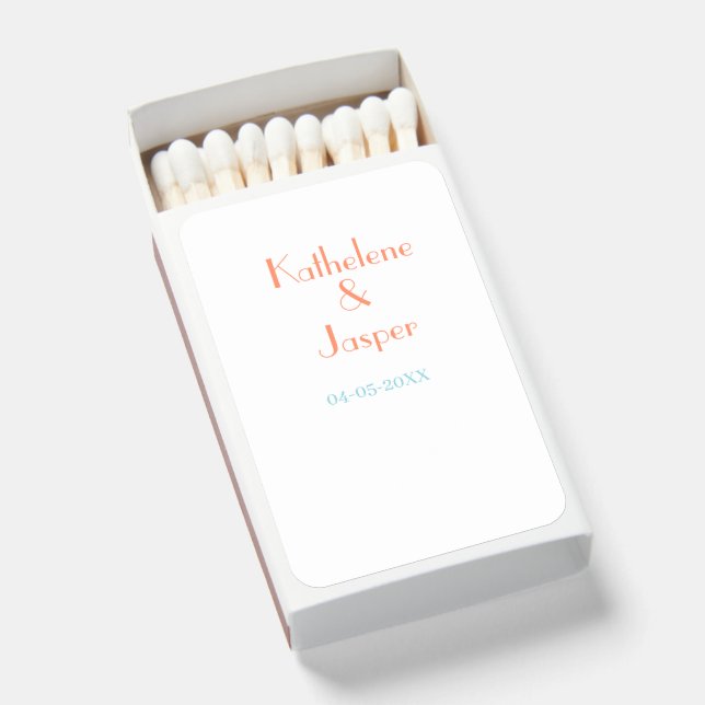 COUPLE NAME PEACH GREEN DATE WEDDING ROMANTIC ELEG MATCHBOXES (Front Open)